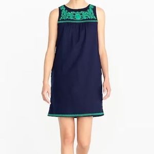 J Crew embroidered dress navy and blue XXS